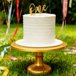 solid white first birthday cake